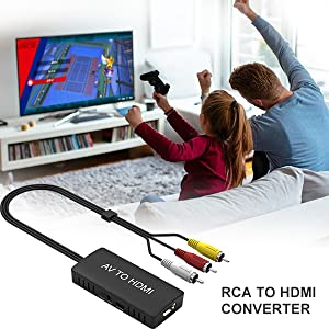 RCA to HDMI Converter, Analog Composite to HDMI Adapter, Compatible with PS One, PS2, PS3, Nintendo 64, STB, VHS, VCR, Blue-Ray DVD Players Projector, Support PAL/NTSC with USB Charge Cable 6 image for this item