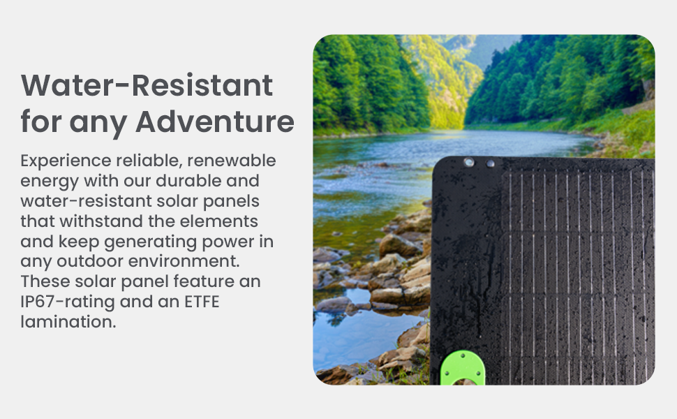 Water proof solar panel and weather resistant for outdoor travel