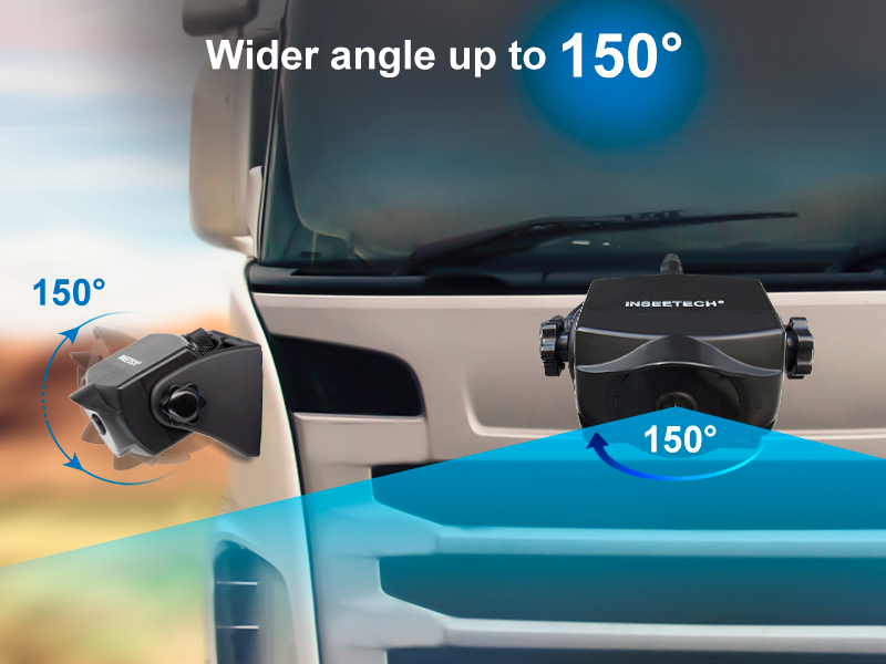 Wider angle up to 150° of INSEETECH hitch wifi rear view camera, wireless rv camera