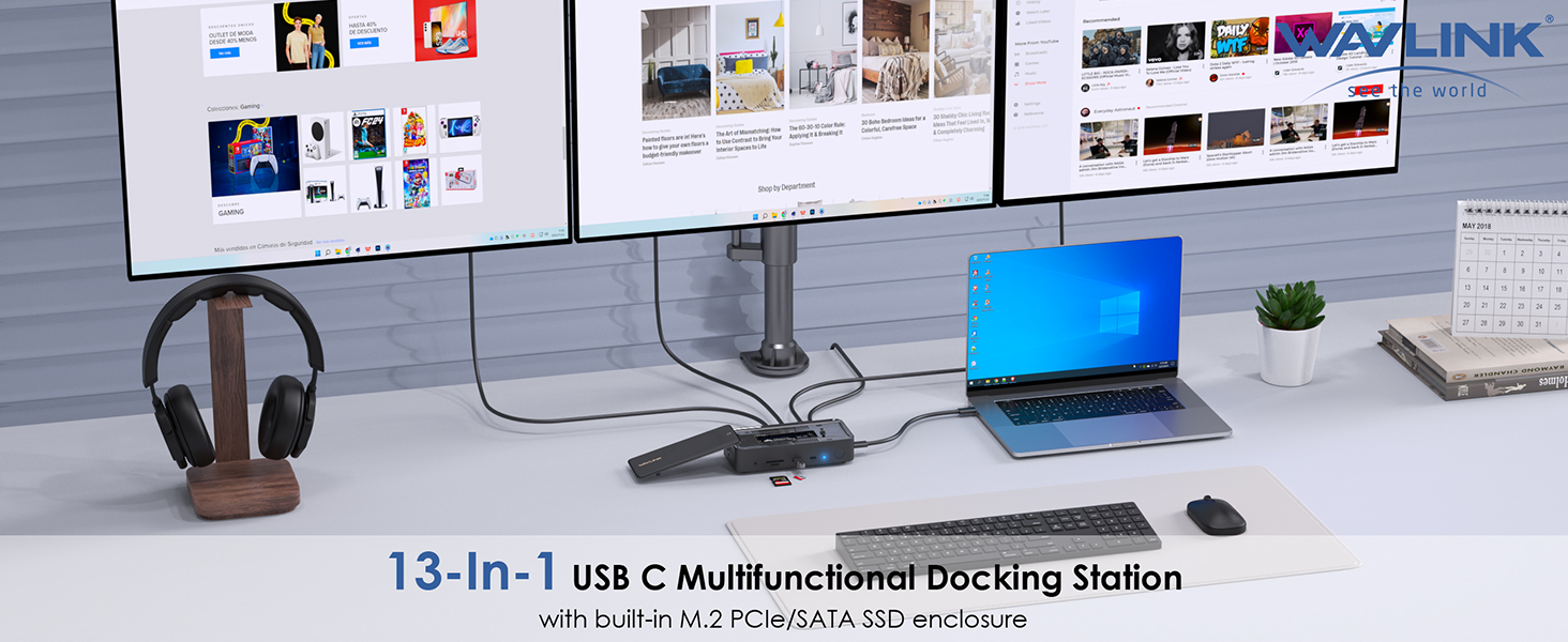 triple monitor docking station