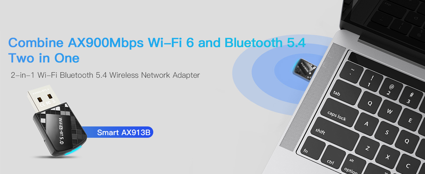 2-IN-1 Wi-Fi 6 and Bluetooth 5.4 USB Adapter - Smart AX913B to Save PC's USB