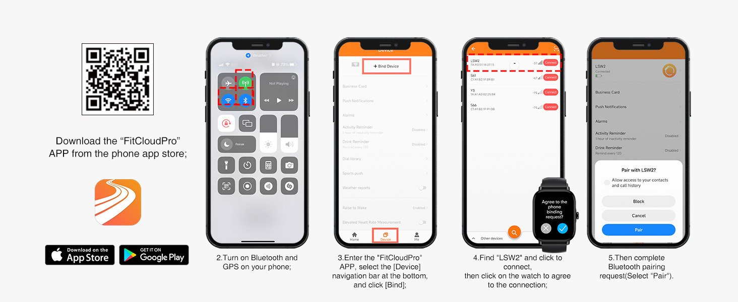 More sports modes are available in the "FitCloudPro" APP