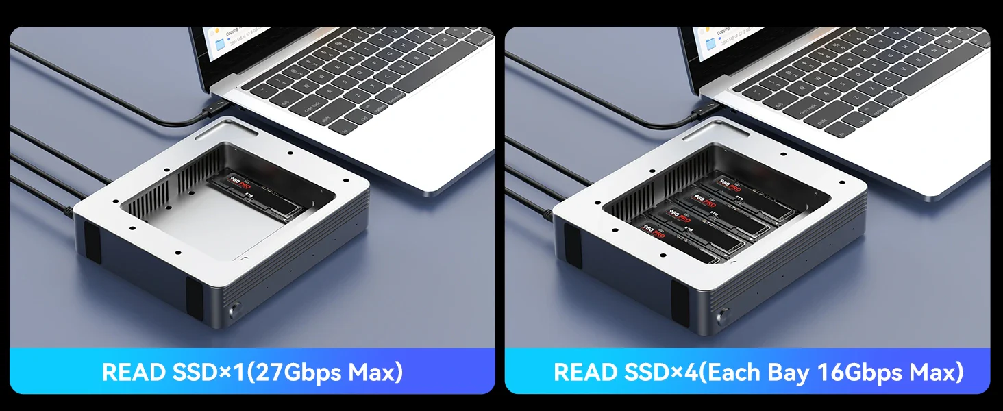 READ SSDx1(27Gbps Max) READ SSDx4(Each Bay 16Gbps Max)