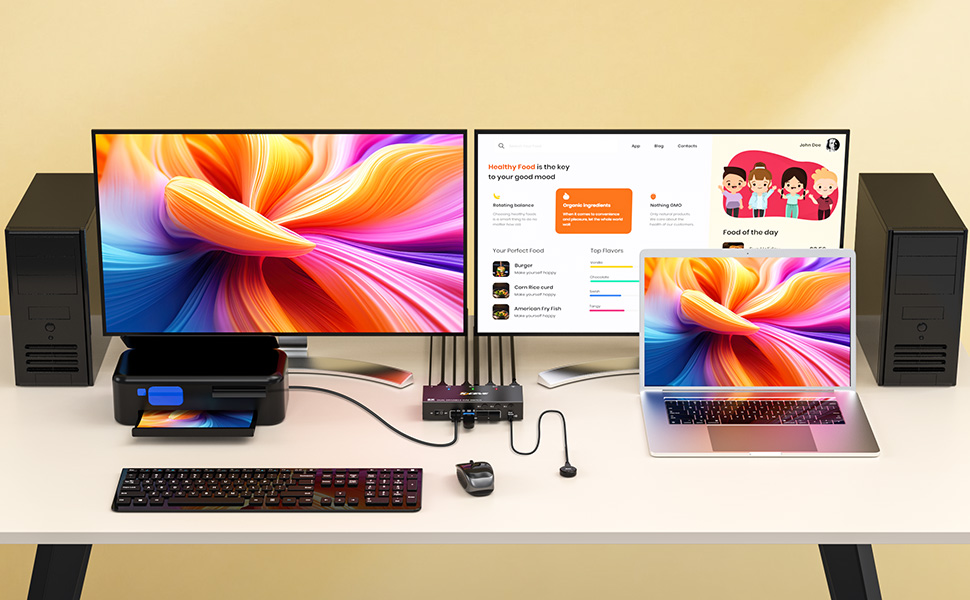 Easy set up for displayport devices, 2 DP connection are requird for each computer