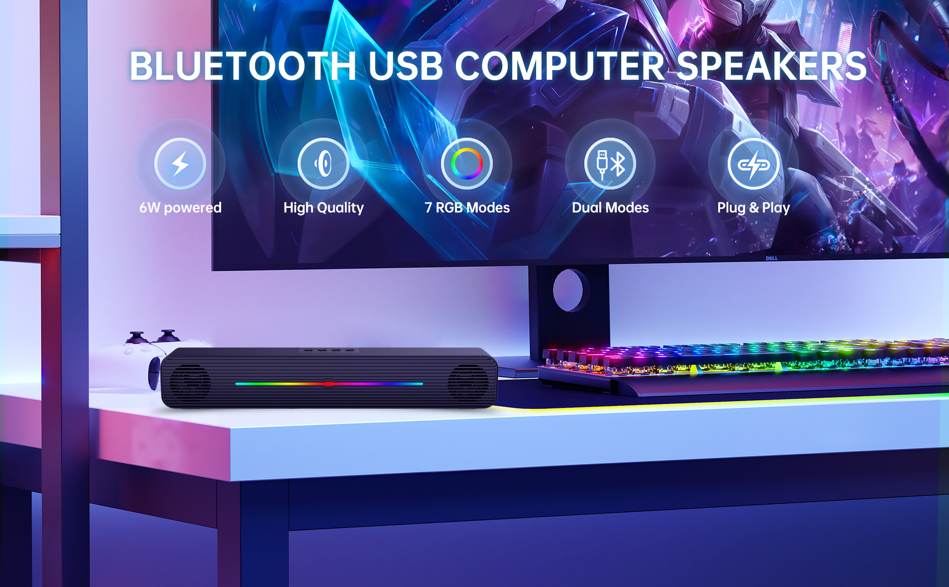 Our computer sound bar equipt 4pcs speaker units & 2 independent bass diaphragms provides rich high
