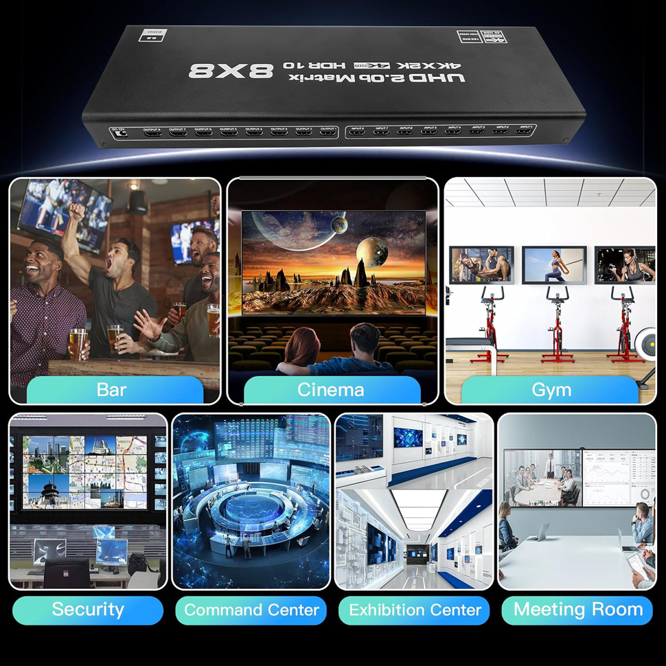 4K@60Hz HDMI Matrix Switch 8x8