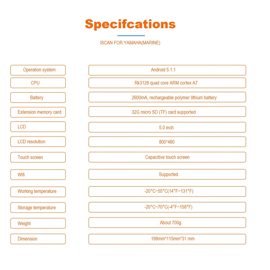 OBDSTAR iScan YAMAHA Specification