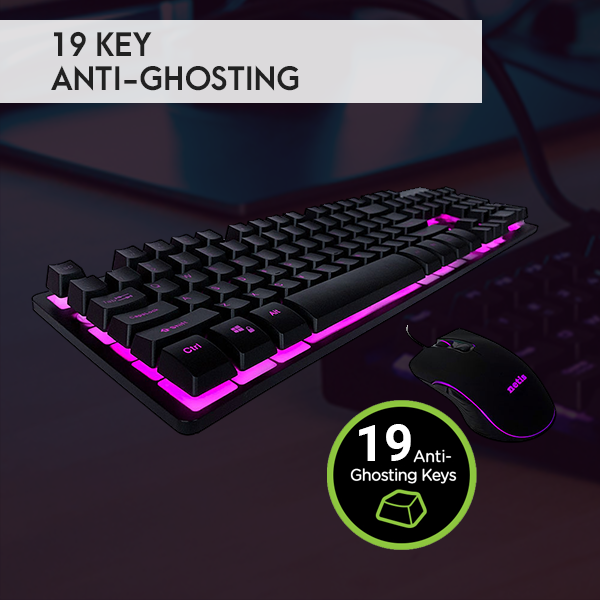 Netis KM7101 Tri-Color LED USB Wired Gaming Keyboard and 3200 DPI Gaming Mouse Combo