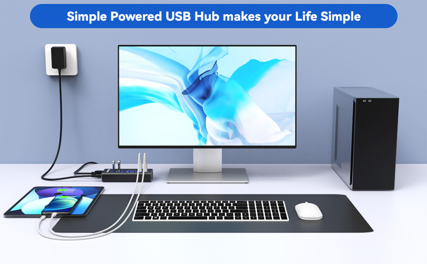 7-Port Aluminum Powered USB hub