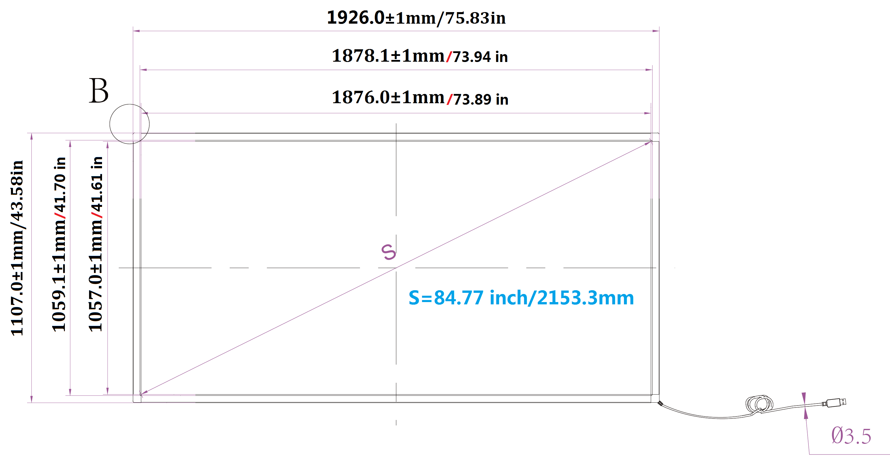 drawing for 85 inch IR touch frame