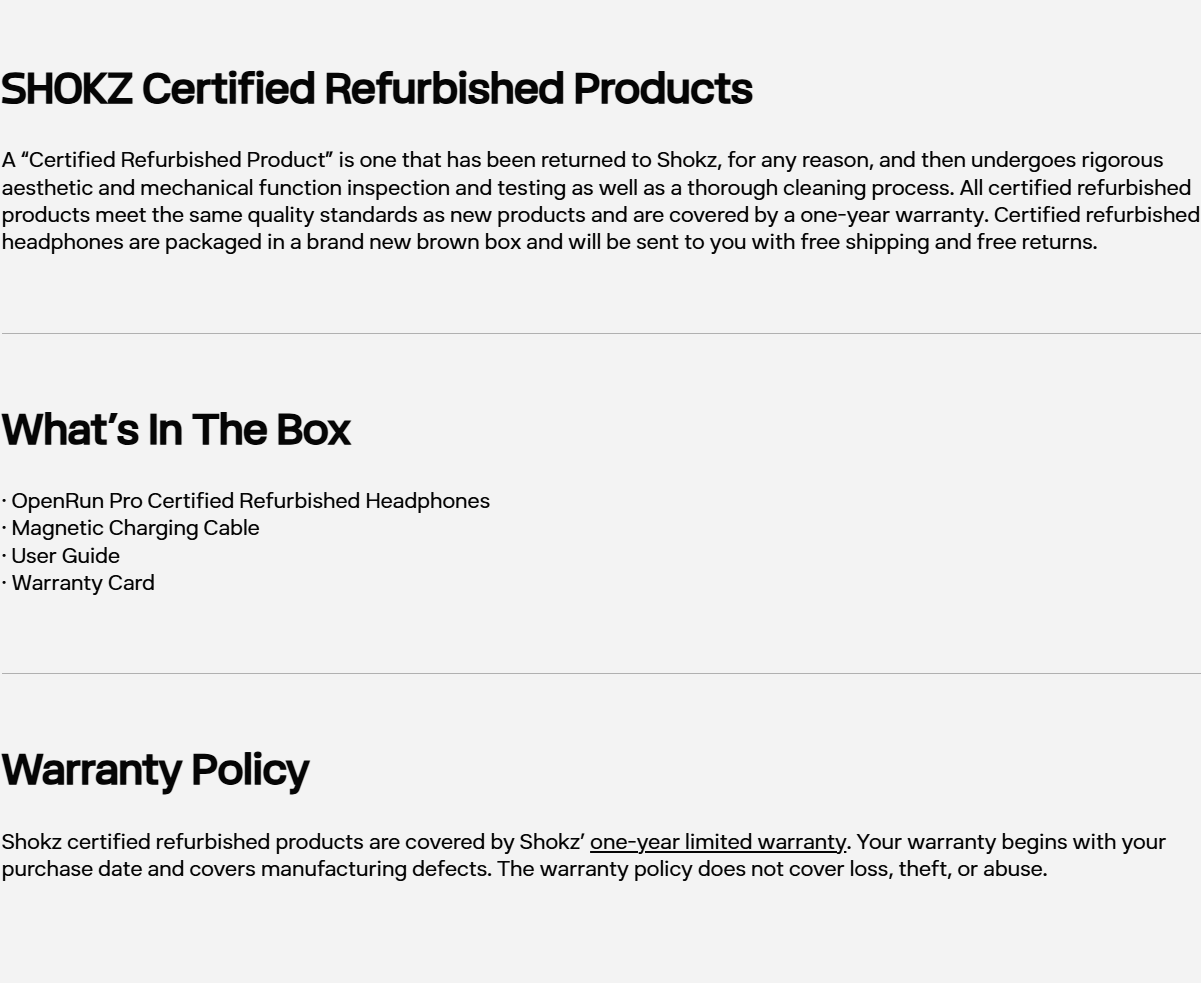 SHOKZ Certified Refurbished
