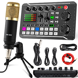 Комплект для подкастов и стримов: Микрофон BM-800 с аудиокартой и микшером 2 podcast microphone