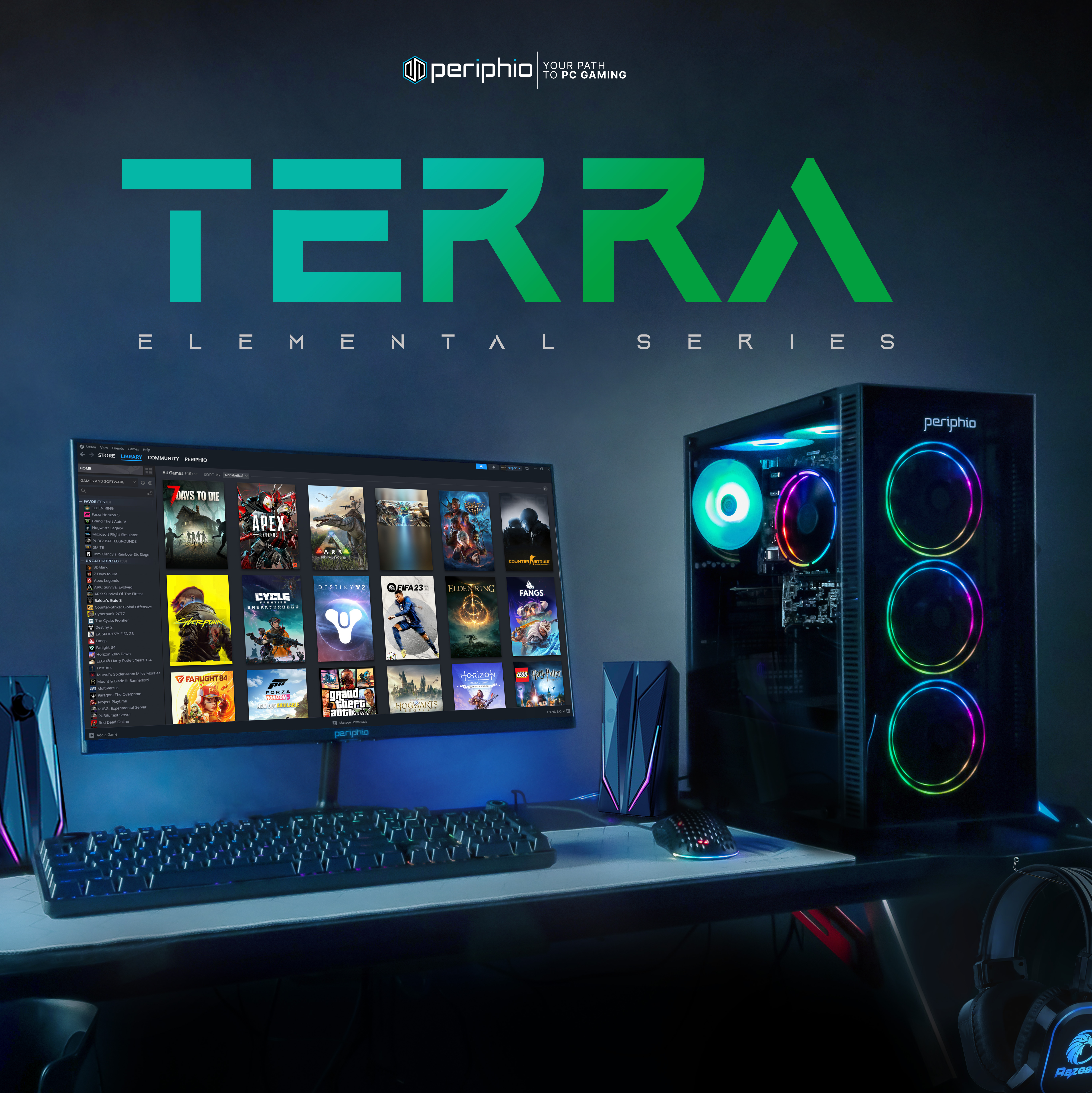 Periphio Terra Prebuilt Gaming PC |AMD Ryzen 5 5600G (4.4GHz Turbo) | Radeon Vega 7 Graphics | 4TB S