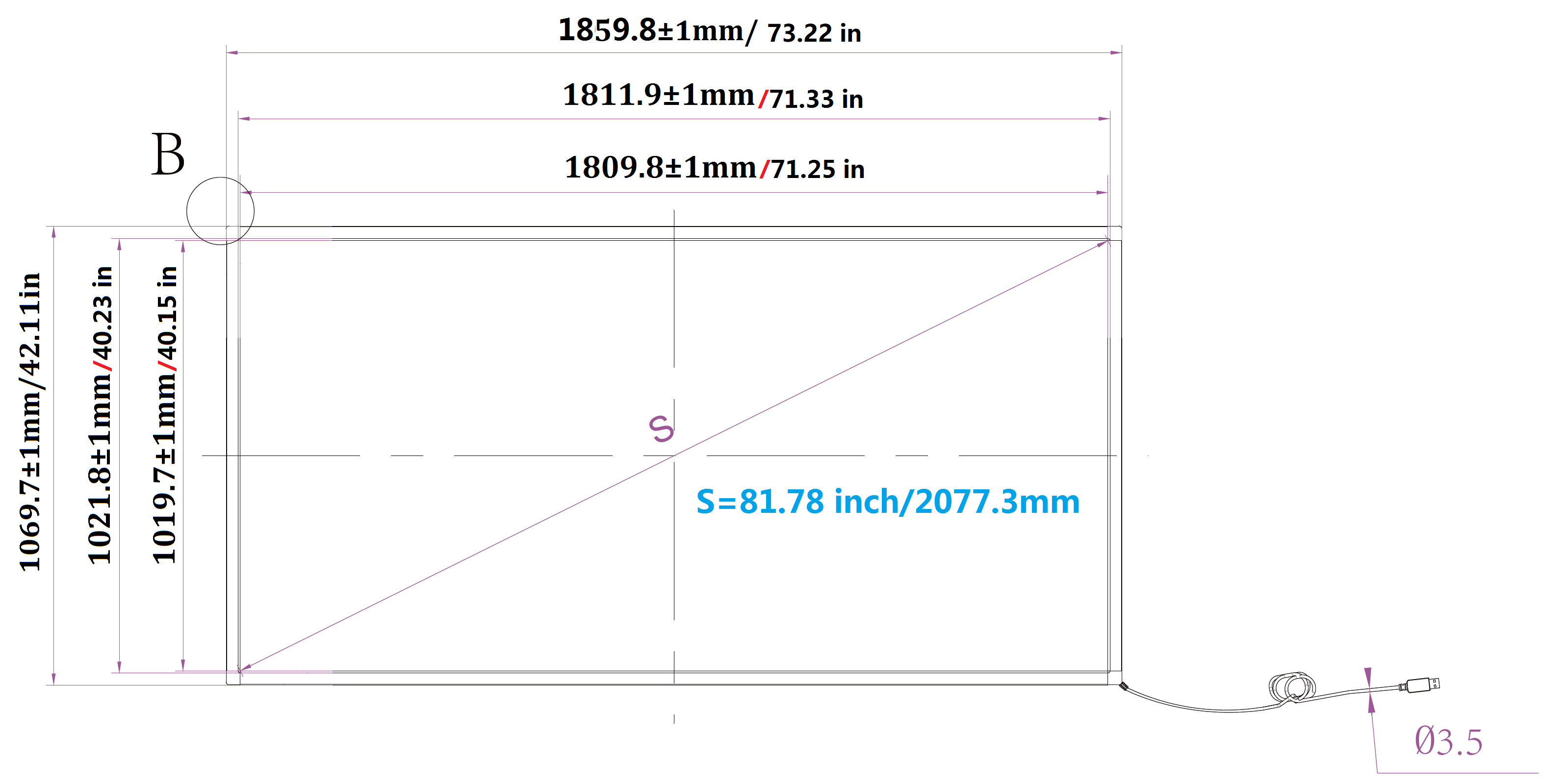 drawing for 82 inch IR touch frame