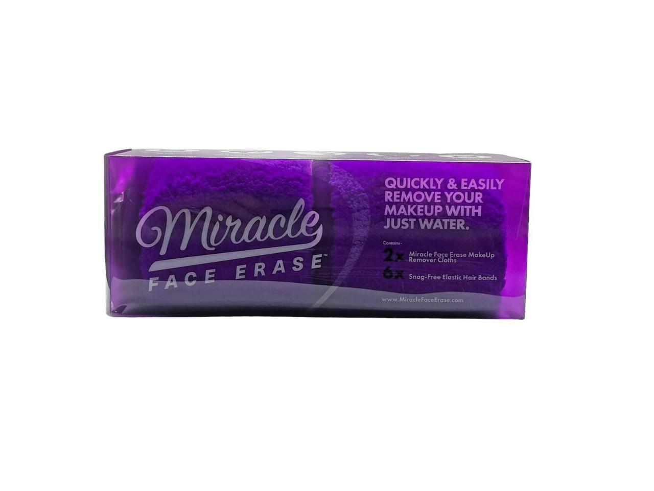 Miracle Products Makeup Remover Microfiber Face Cloth Reusable 6 Hair Ties 2 Pack