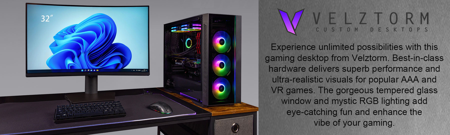 Velztorm Aspix Gaming Custom Desktop (Intel i9-12900K 16-Core, Radeon RX 6800 XT, 16GB RAM, 512GB m.2 SATA SSD + 1TB HDD, Wifi, USB 3.2, HDMI, Bluetooth, Display Port, Win 10 Home) 5 image for this item