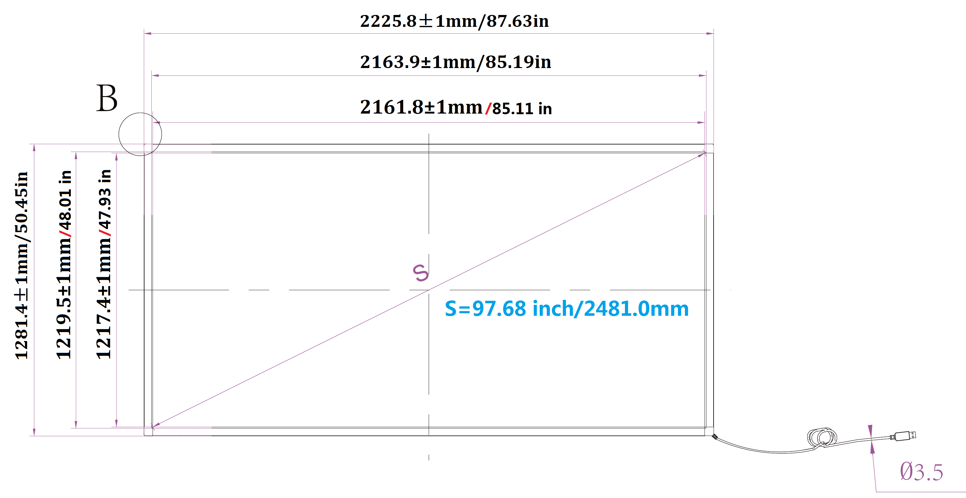 drawing for 98 inch IR touch frame