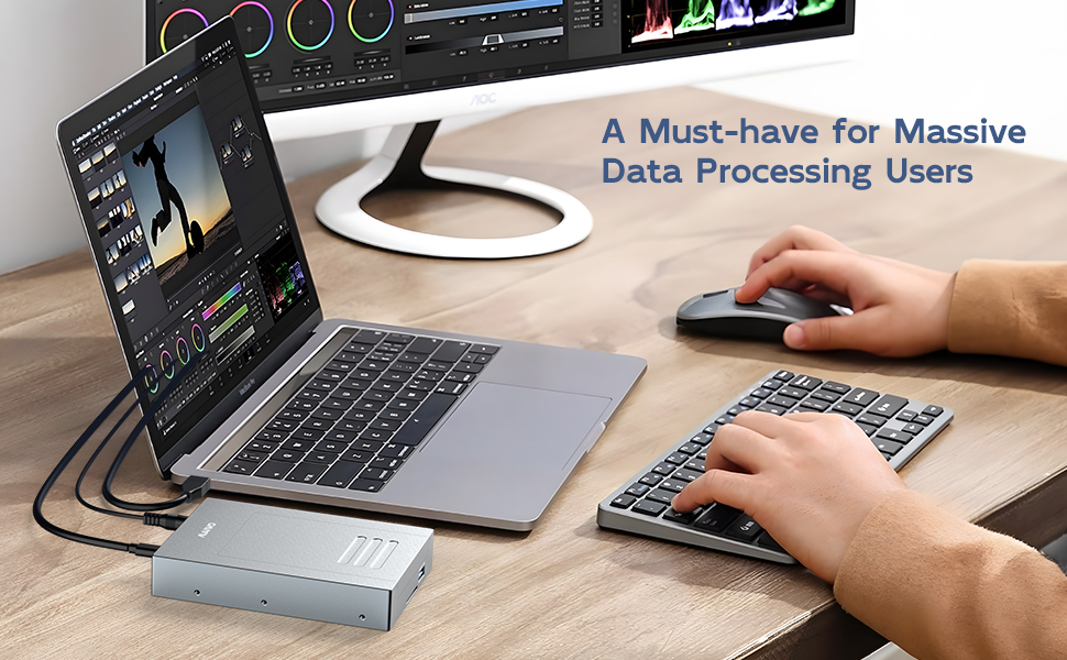 USB3.2 Gen2 Type-C Docking Station with 5 Hard Drive Enclosures for M.2 NVMe/M.2 SATA/mSATA/2.5 SATA