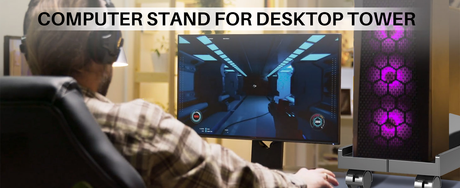 Adjustable to the width of heavy duty PC tower for flexibility. Safe load-bearing to prevent tipping