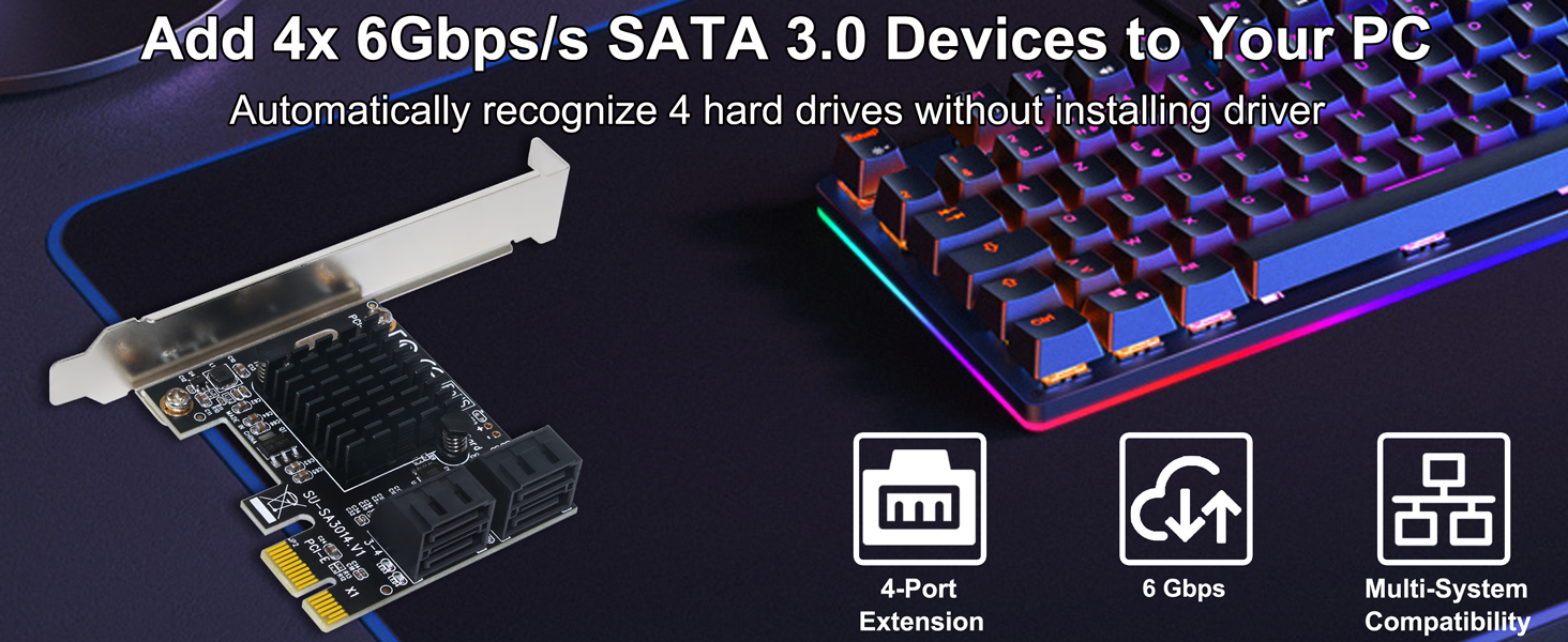 4 Port SATA 3.0 Controller Expansion Card