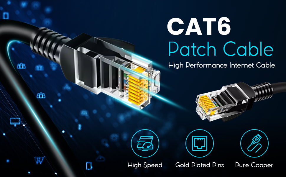 NewYork Cables CAT6 Ethernet Patch Cable RJ45 Pure Bare Copper LAN Network Internet Patch Cord 10-Pack Yellow 10ft. 10 image for this item