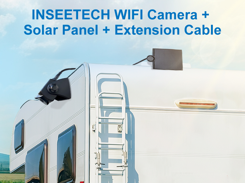 INSEETECH wifi rearview camera with 1.6w mini solar panel, wireless backup camera for iphone