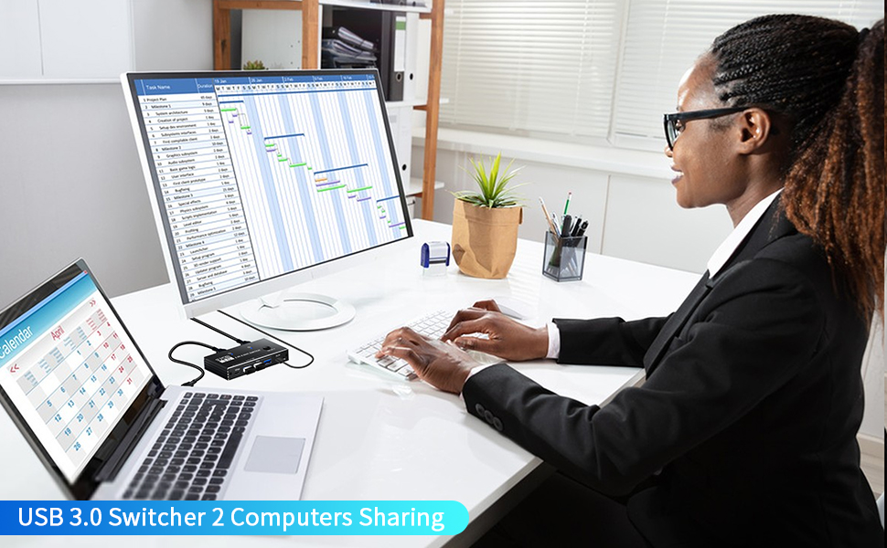 USB Switcher 2 Computers Sharing USB C & A Devices