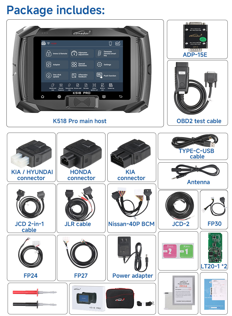 Lonsdor K518 PRO Package List