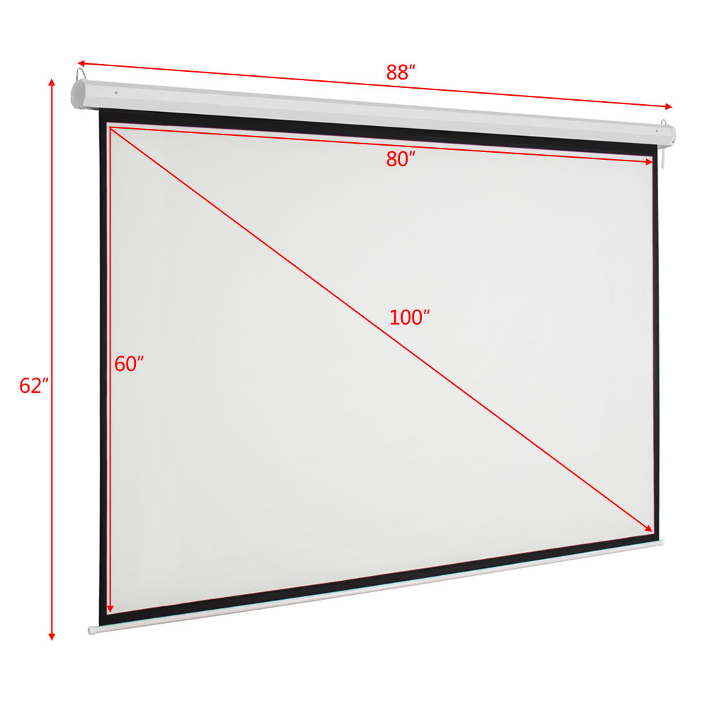 100" 4:3 80" x 60" Viewing Area Motorized Projector Screen with Remote Control Matte White