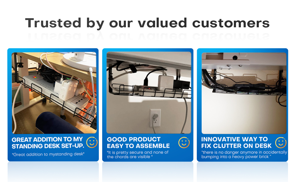 C-clamps allow for easy attachment to the side of your desk (any frame thickness from 0.4inch to 1.4