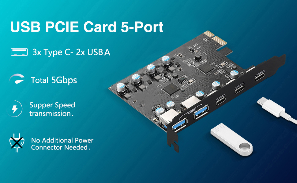 USB PCIE Card 5-Port