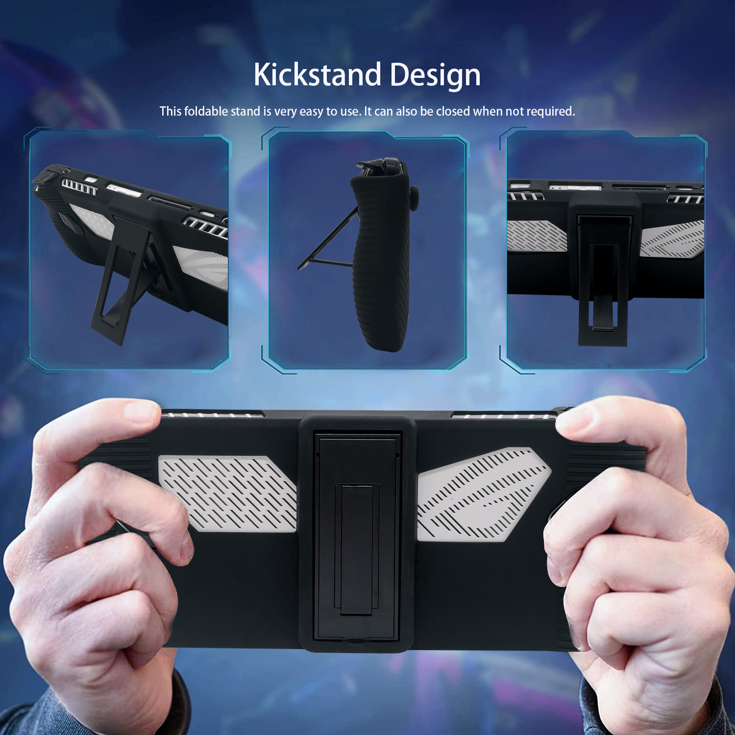 the rog ally slicon case is with a kickstand design