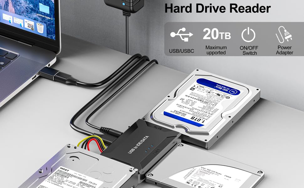 IHDAPP Hard Drive Reader IDE SATA to USB 3.0 Adapter + USB C Adapter, Internal Hard Drive Data Ultra
