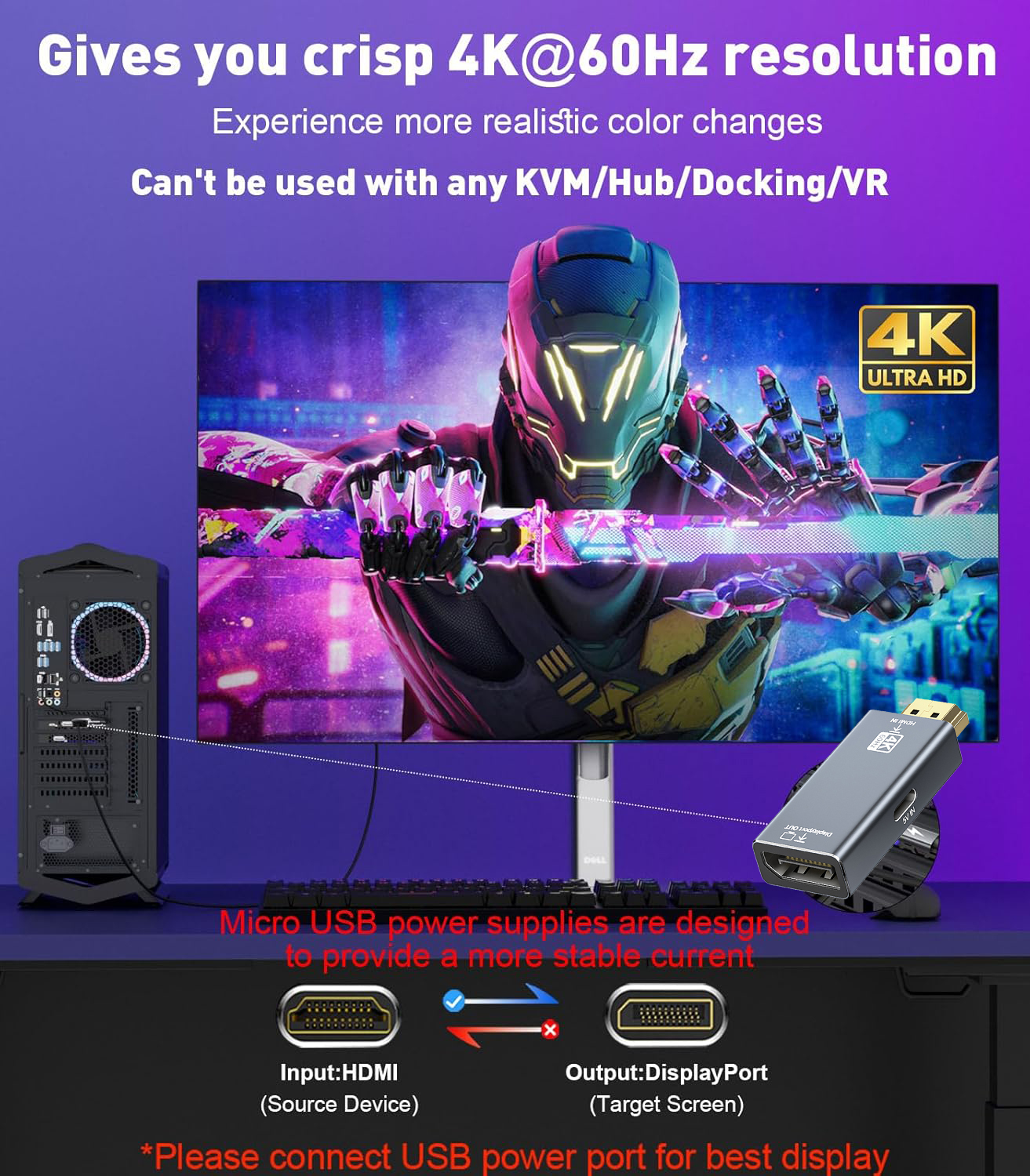 4k hdmi to dp adapter