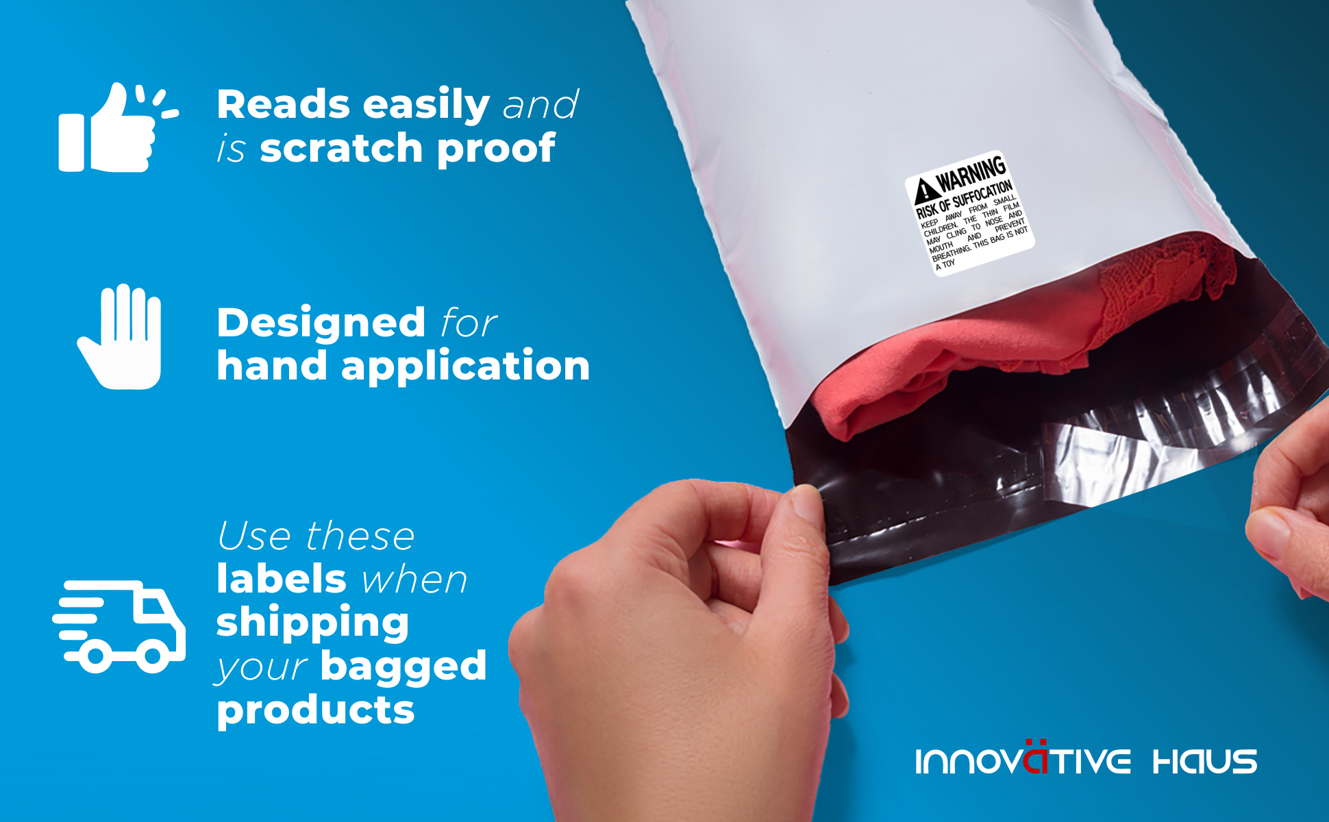 innovative haus suffocation warning label sticker handle with care shipping packaging packing moving
