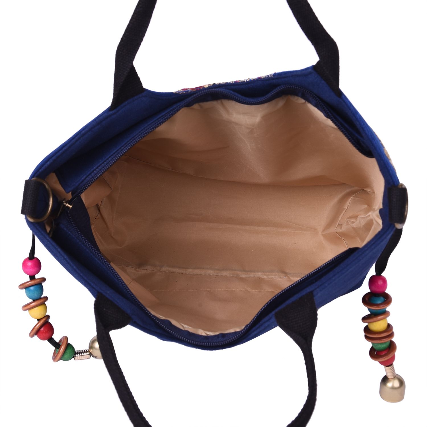 Value Buy Blue Embroidered Phoenix Pattern Tote Bag