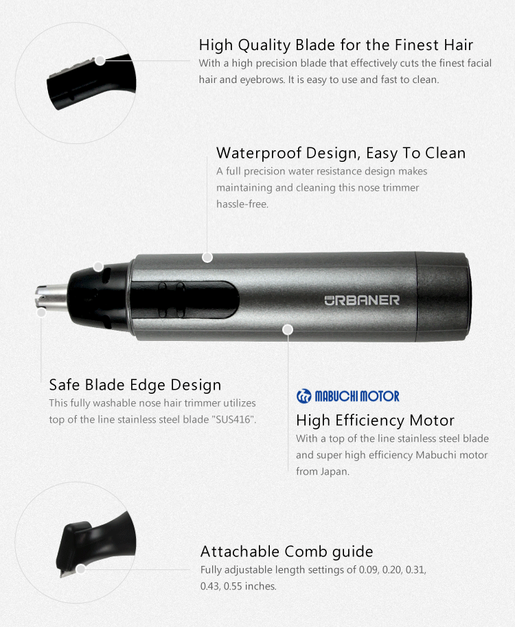 nose eyebrow hair trimmer sideburn beard ear electric waterproof shaver battery kit cordless