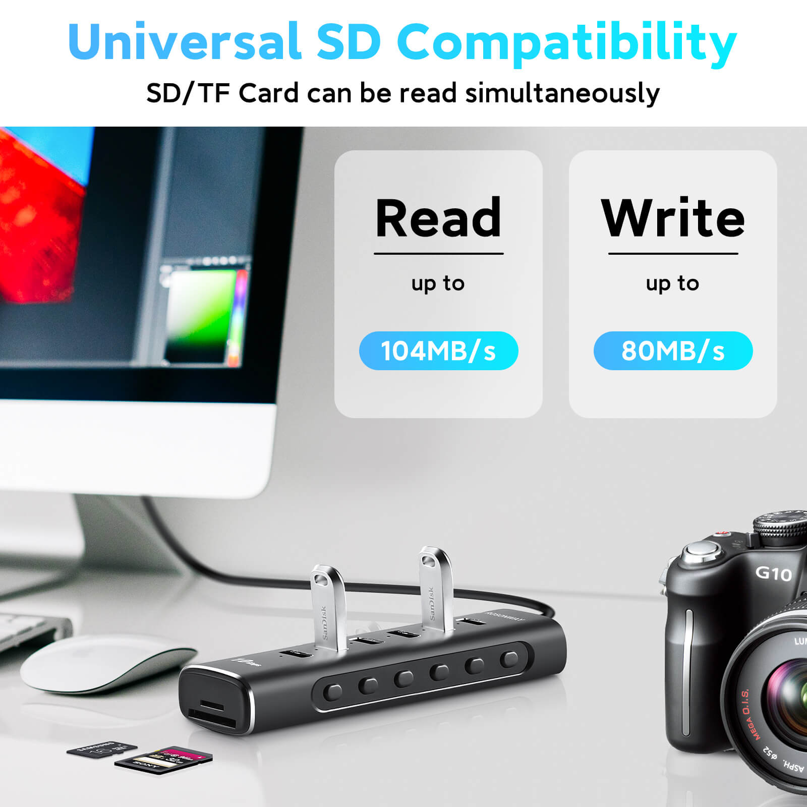 usb hub with sd tf card