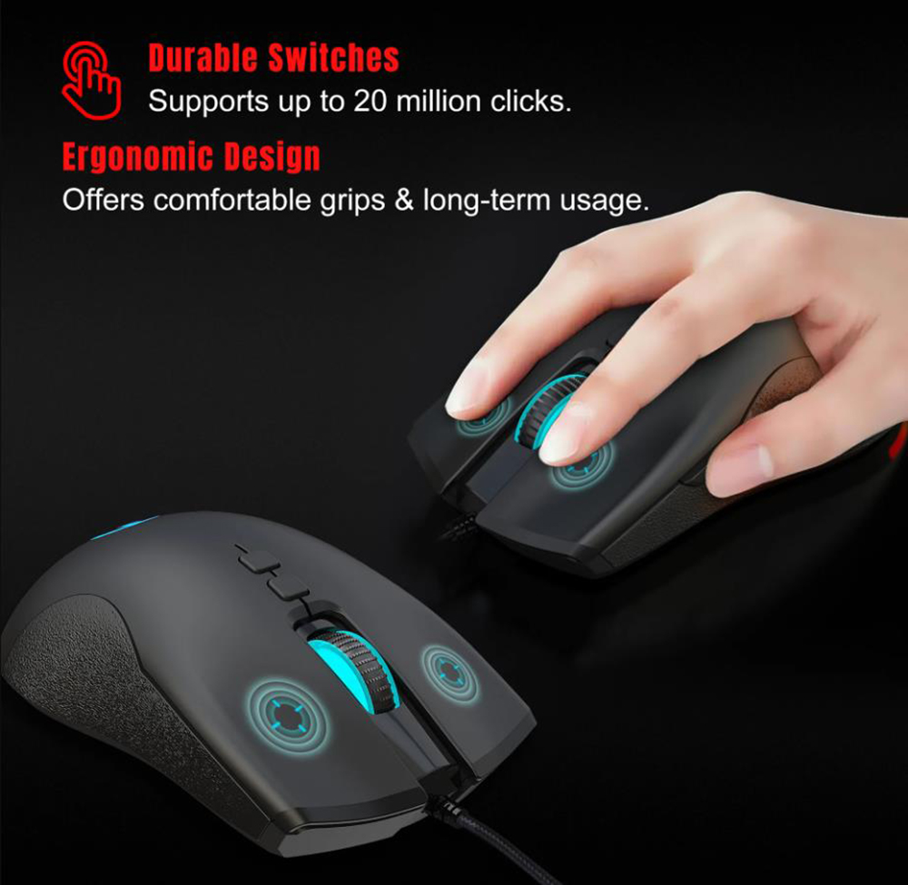 AUTYUE Wired USB Gaming Mouse, PC Gaming Mice USB Computer Mouse with LED Backlits