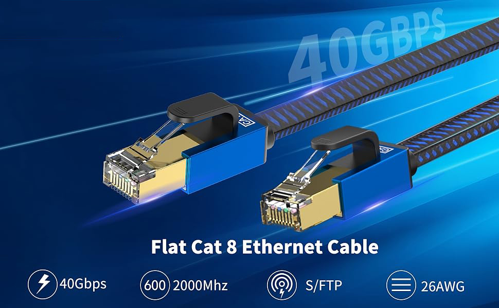 The Latest Flat Nylon Braided Design of Cat 8 Ethernet Cable Why choose Flat Cat8 Ethernet