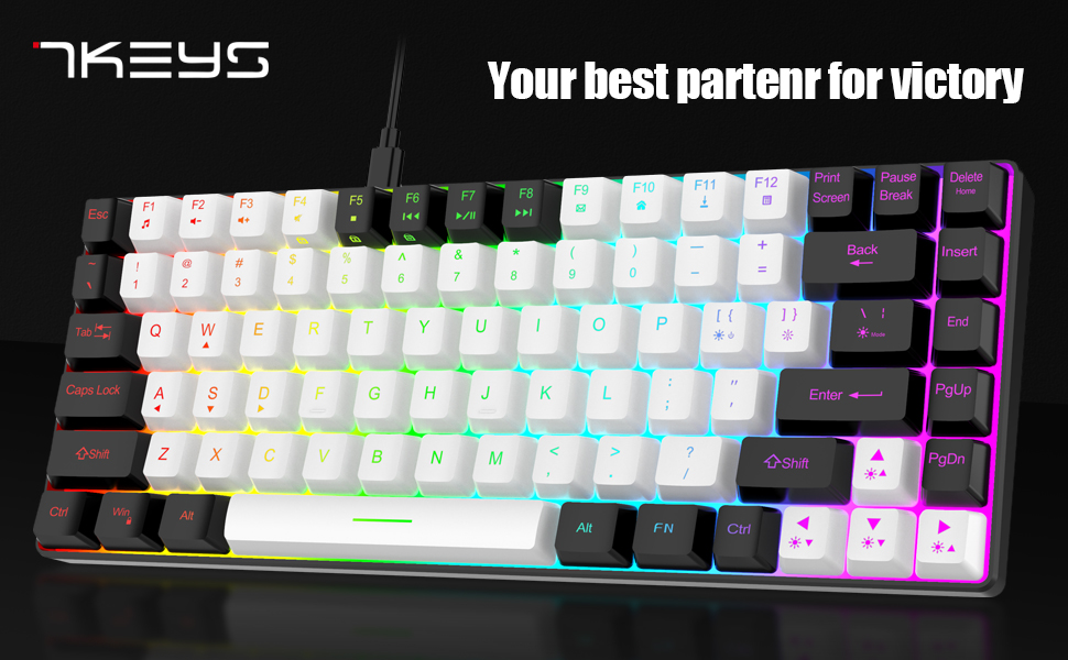 7KEYS Mini TKL Wired Gaming Keyboard