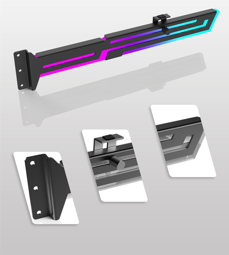The installation height of this GPU holder is 50mm Screw the GPU holder with screws TIPS: Make sure
