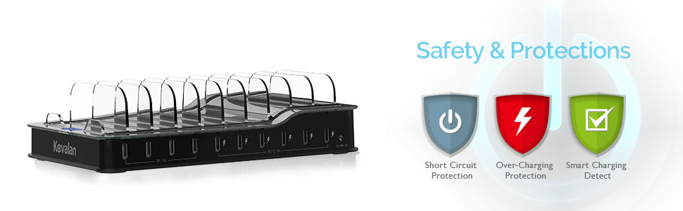10 port charging station usb charger type c charger multiple wall charger desk 60W usb charging stat
