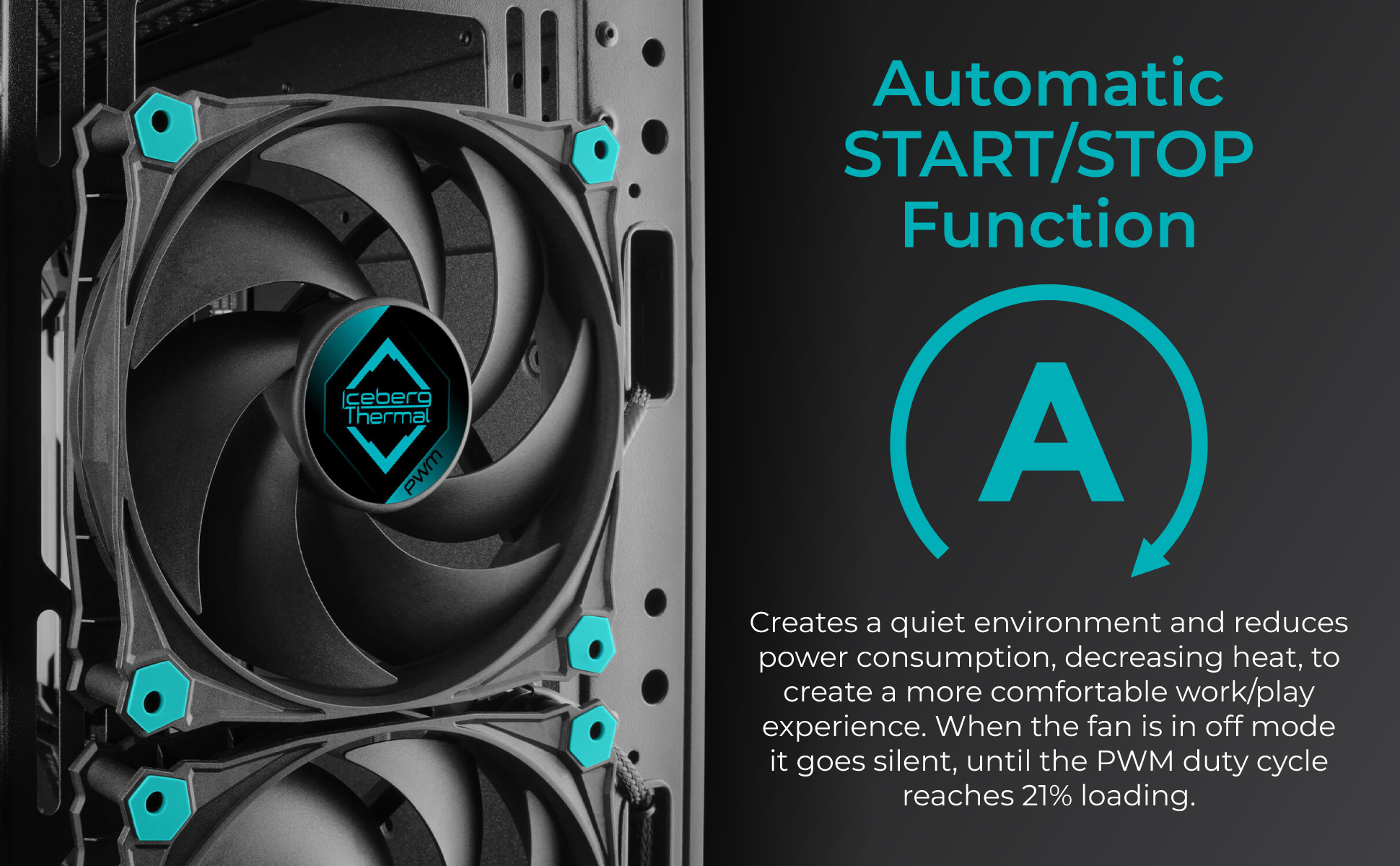 Iceberg Thermal IceGALE Silent PWM 120mm (Black) 3-PACK Quiet Optimized Airflow 4-Pin Case Fans 5 image for this item