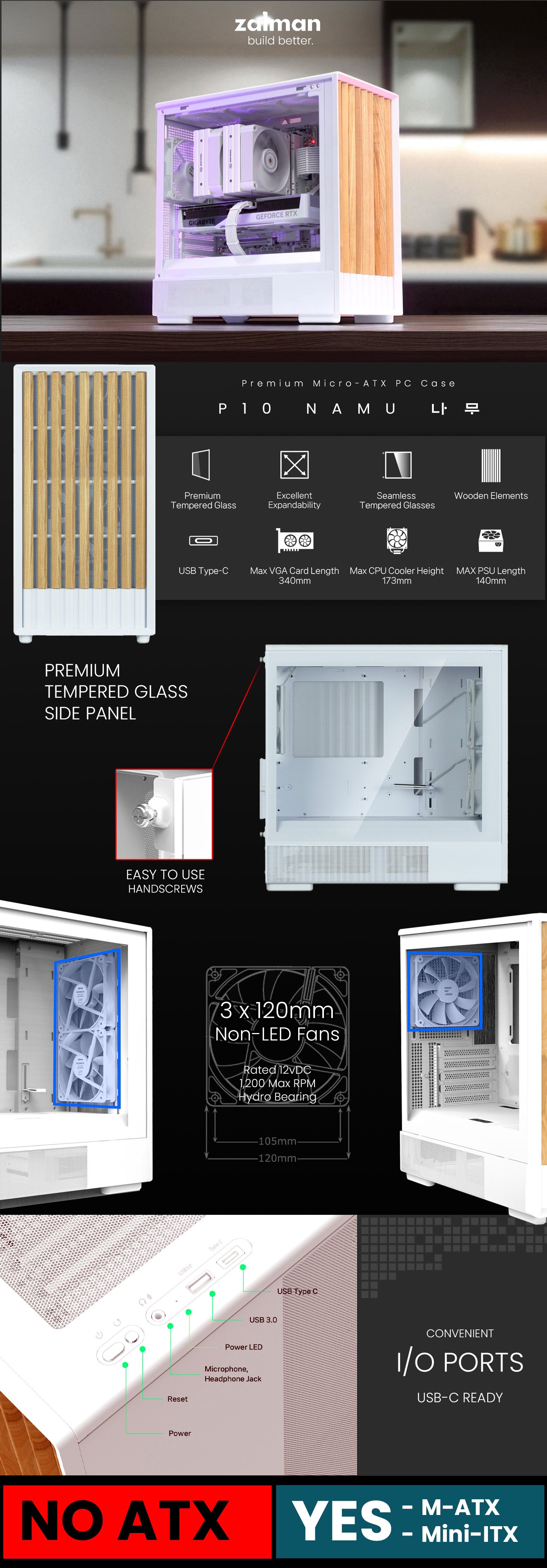 Zalman P10 Namu mATX Wood Case White