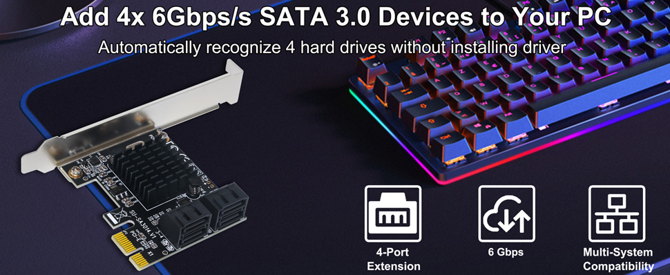 4-Port SATA III 6Gbps Expansion Cards