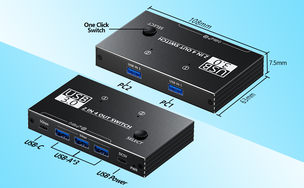 Share 4 port USB devices: keyboard, mouse, printer, Scanner, Flash Drives, USB headset microphone, U