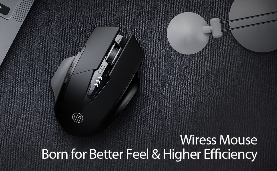2.4G RF Wireless Mouse, Rechargeable Mouse, Battery Visible, 4 adjustable DPI (up to 2400 DPI), 6 Bu