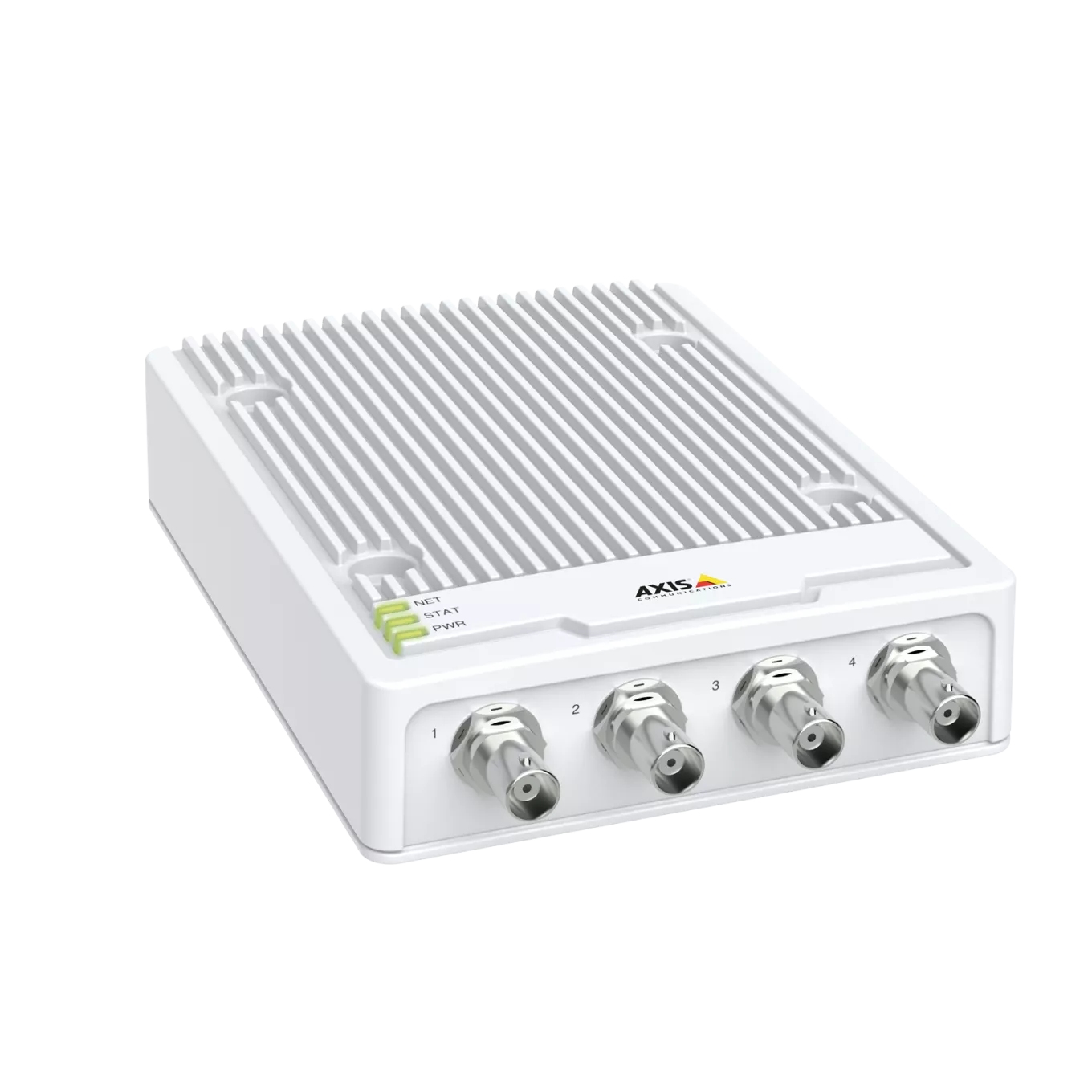 AXIS M7104 Video encoder from right angle with lights on