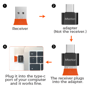 Windows/Mac/Android System BTM010 vertical ergonomic mouse comes with both USB-A receivers and type-